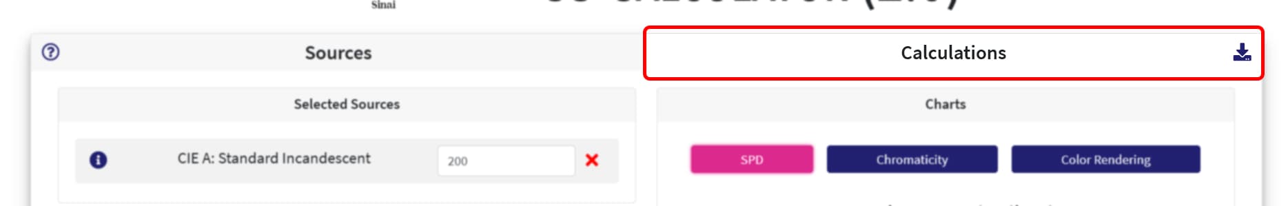 calculations tab